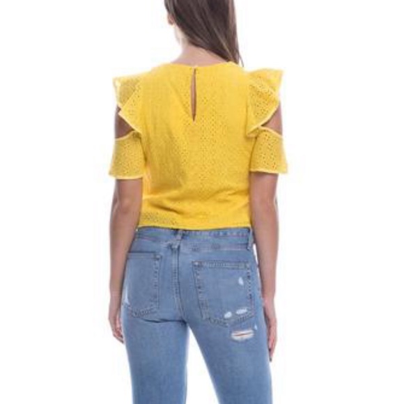 Eyelet Cold Shoulder Endless Rose Yellow Top - Picture 3 of 3